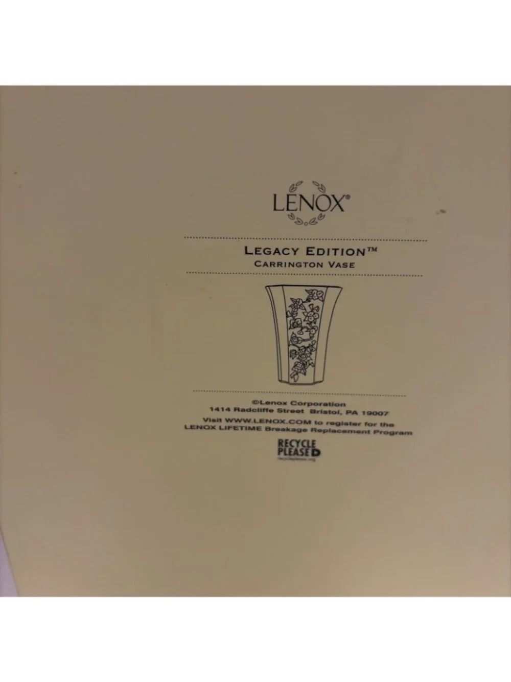 Lenox Legacy Edition Carrington Porcelain Vase 8